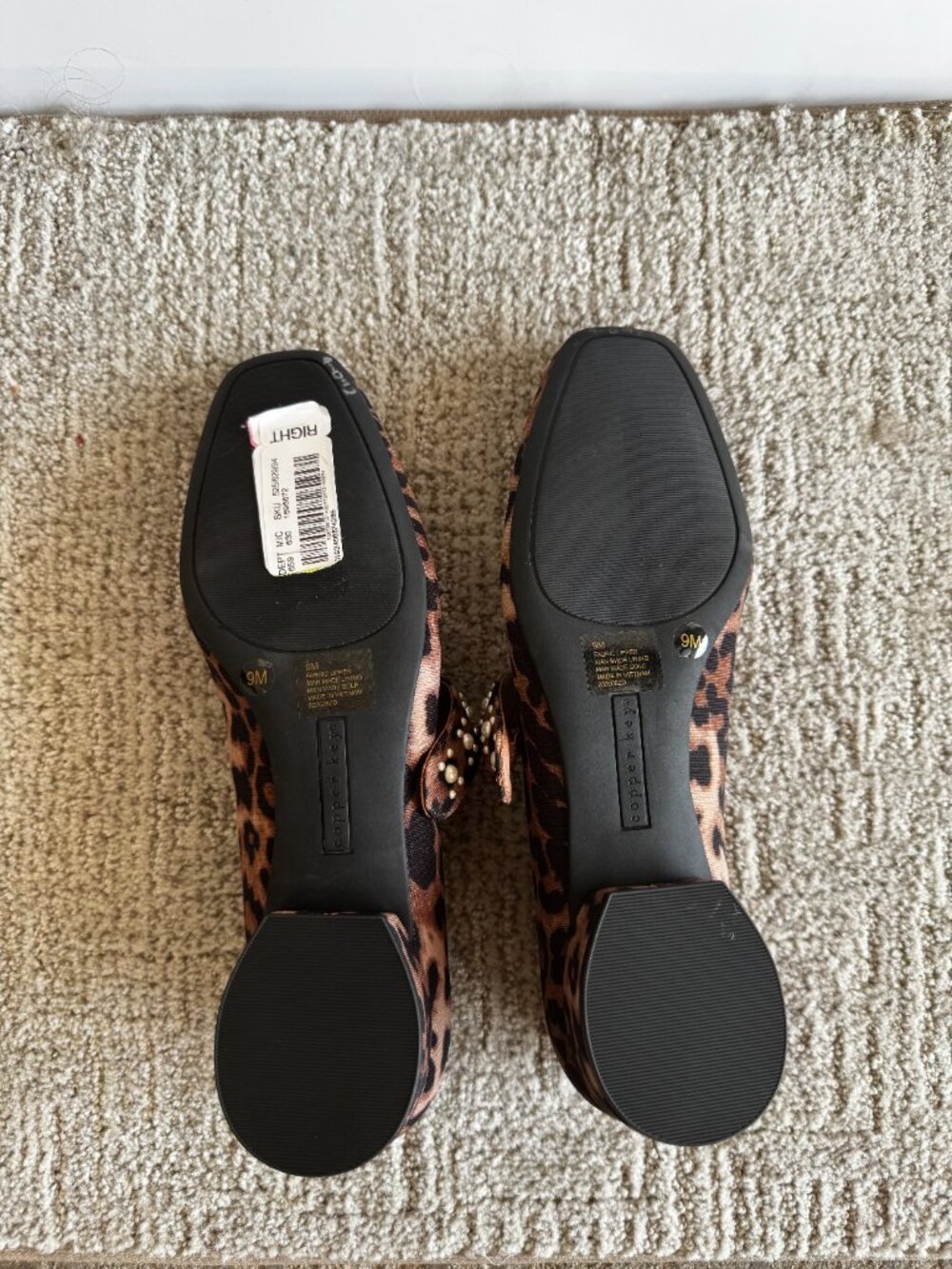Copper Key Shoes Leopard Pearl Mary Jane Flats Size 9 NWT - Picture 5 of 9